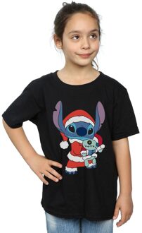 Disney Meisjes Lilo en Stitch Kerstmis T-shirt Katoen (Zwart) - 5-6J / 110-116cm