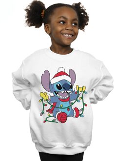 Disney Meisjes Lilo en Stitch Kerstverlichting Sweatshirt (Wit) - 12-13J / 152-158cm