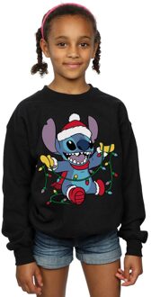 Disney Meisjes Lilo en Stitch Kerstverlichting Sweatshirt (Zwart) - maat 5-6J / 110-116cm