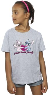Disney Meisjes Lilo En Stitch Ohana Hart Met Engel Katoenen T-Shirt (Sportgrijs) Lichtgrijs - 9-11J / 128cm-146cm