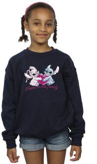 Disney Meisjes Lilo En Stitch Ohana Hart Met Engel Sweatshirt (Marineblauw) - maat 5-6J / 110-116cm Navy