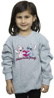 Disney Meisjes Lilo En Stitch Ohana Hart Met Engel Sweatshirt (Sportgrijs) - maat 7-8J / 122-128cm Lichtgrijs