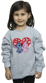 Disney Meisjes Lilo & Stitch Harten Sweatshirt (Sportgrijs) Lichtgrijs - 5-6J / 110-116cm