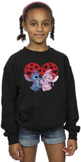 Disney Meisjes Lilo & Stitch Harten Sweatshirt (Zwart) - maat 5-6J / 110-116cm