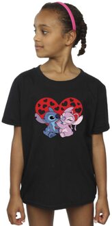 Disney Meisjes Lilo & Stitch Hartjes Katoenen T-Shirt (Zwart)