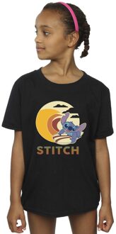Disney Meisjes Lilo & Stitch Summer Waves Katoenen T-shirt (Zwart) - maat 7-8J / 122-128cm