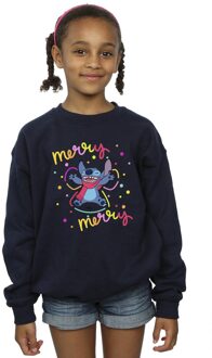 Disney Meisjes Lilo & Stitch Vrolijk Regenboog Sweatshirt (Marineblauw) - maat 9-11J / 128cm-146cm Navy