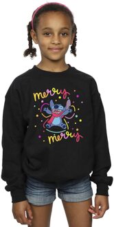 Disney Meisjes Lilo & Stitch Vrolijk Regenboog Sweatshirt (Zwart) - maat 12-13J / 152-158cm