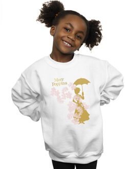 Disney Meisjes Mary Poppins Bloemen Silhouet Sweatshirt (Wit) - maat 7-8J / 122-128cm