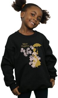 Disney Meisjes Mary Poppins Bloemen Silhouet Sweatshirt (Zwart) - maat 9-11J / 128cm-146cm