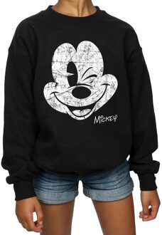 Disney Meisjes Mickey Mouse Gezicht Katoenen Sweatshirt (Zwart) - 7-8J / 122-128cm