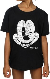 Disney Meisjes Mickey Mouse Gezicht Katoenen T-shirt (Zwart) - 9-11J / 128cm-146cm