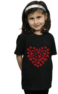 Disney Meisjes Mickey Mouse Hart Silhouet Katoenen T-Shirt (Zwart) - 9-11J / 128cm-146cm