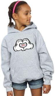 Disney Meisjes Mickey Mouse Loves You Hoodie (Sportgrijs) - maat 7-8J / 122-128cm Lichtgrijs