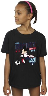 Disney Meisjes Mickey Mouse Team Mickey Voetbal Katoenen T-Shirt (Zwart) - maat 5-6J / 110-116cm