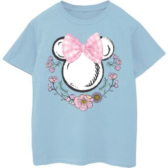 Disney Meisjes Minnie Mouse Strikjes & Bloemen Katoenen T-shirt (Babyblauw) Lichtblauw - 7-8J / 122-128cm