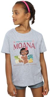 Disney Meisjes Moana Geboren in de Oceaan Katoenen T-Shirt (Sportgrijs) Lichtgrijs - 5-6J / 110-116cm
