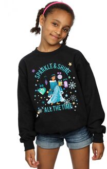 Disney Meisjes Prinses Jasmine schittert en glanst Sweatshirt (Zwart) - 3-4J / 98-104cm