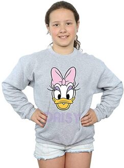Disney Meisjes Sweatshirt met Daisy Eend Gezicht (Sportgrijs) - maat 12-13J / 152-158cm Lichtgrijs