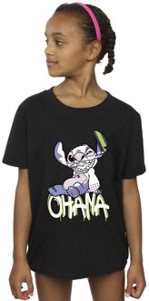Disney Meisjes T-shirt Lilo And Stitch Ohana Graffiti Katoen (Zwart)