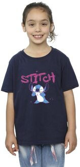 Disney Meisjes T-shirt Lilo en Stitch Graffiti Katoen (Marineblauw) - maat 7-8J / 122-128cm Navy