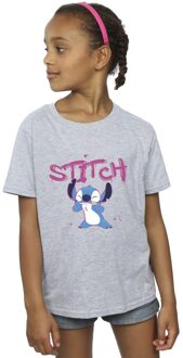 Disney Meisjes T-shirt Lilo en Stitch Graffiti Katoen (Sportgrijs) - maat 7-8J / 122-128cm Lichtgrijs