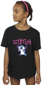 Disney Meisjes T-shirt Lilo en Stitch Graffiti Katoen (Zwart) - maat 9-11J / 128cm-146cm