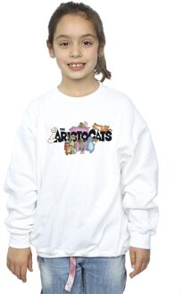 Disney Meisjes The Aristocats Sweatshirt met muzieklogo (Wit) - maat 7-8J / 122-128cm