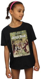 Disney Meisjes The Jungle Book Retro Poster Katoenen T-Shirt (Zwart) - maat