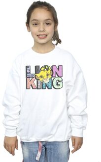 Disney Meisjes The Lion King Patroon Logo Sweatshirt (Wit) - maat 3-4J / 98-104cm
