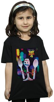 Disney Meisjes Toy Story 4 Forky Poster Katoenen T-Shirt (Zwart) - maat 7-8J / 122-128cm