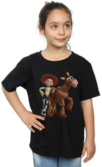 Disney Meisjes Toy Story 4 Jessie en Bullseye Katoenen T-Shirt (Zwart) - maat 7-8J / 122-128cm