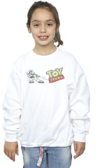 Disney Meisjes Toy Story Buzz Trekkende Logo Sweatshirt (Wit) - maat 9-11J / 128cm-146cm