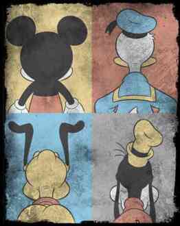 Disney Mickey Donald Pluto & Goofy T-shirt - Zwart - 3XL