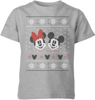Disney Mickey en Minnie Mouse kinder kerst t-shirt - Grijs - 134/140 (9-10 jaar) - L