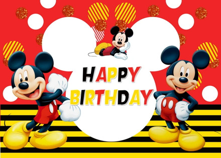 Disney Mickey Minnie Cartoon Print Curtain Backdrop Cloth Children's Birthday Party Wall Decorations Backdrop Stand