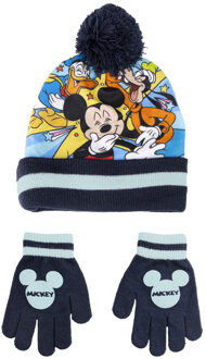 Disney Mickey Mouse 2-delig winterset - muts/handschoenen - zwart - voor kinderen