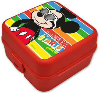 Disney Mickey Mouse broodtrommel/lunchbox voor kinderen - rood - kunststof - 14 x 8 cm - Lunchboxen