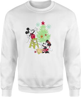 Disney Mickey Mouse Christmas Tree Christmas Jumper - White - XXL - Wit