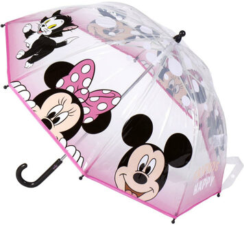 Disney Mickey Mouse en Minnie Mouse kinderparaplu - transparant - D71 cm - Paraplu's