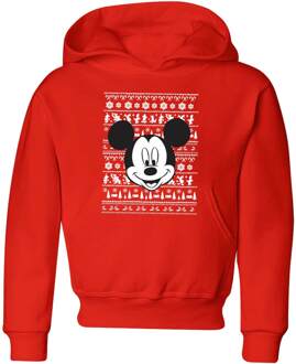 Disney Mickey Mouse Face kinder kerst hoodie - Rood - 110/116 (5-6 jaar) - Rood - S