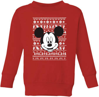 Disney Mickey Mouse Face kinder kersttrui - Rood - 98/104 (3-4 jaar) - XS
