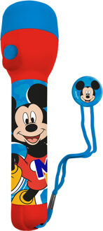 Disney Mickey Mouse kinder zaklamp/leeslamp - blauw/rood - kunststof - 16 x 4 cm