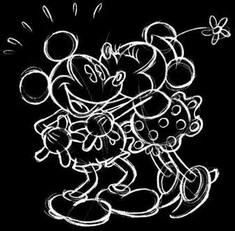 Disney Mickey Mouse Kissing Sketch Dames T-shirt - Zwart - L