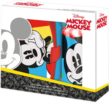 Disney Mickey Mouse lunchbox set voor kinderen - 2-delig - rood - aluminium/kunststof - Lunchboxen