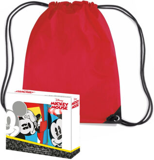 Disney Mickey Mouse lunchbox set voor kinderen - 3-delig - incl. gymtas/schooltas - rood - Lunchboxen