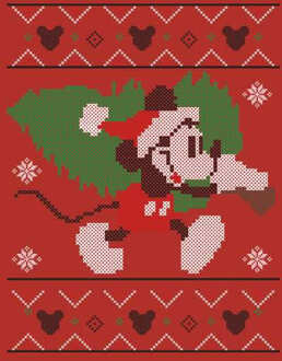 Disney Mickey Mouse met Kerstboom Kersttrui - Rood - S
