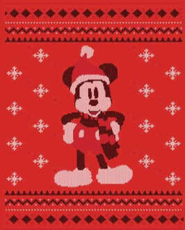Disney Mickey Mouse met Kerstmuts en Sjaal Kersttrui - Rood - L