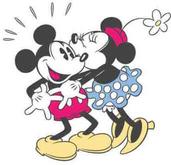 Disney Mickey Mouse Minnie Kiss T-shirt - Wit - 5XL