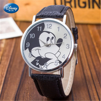 Disney Mickey Mouse Quartz Wristwatch Korean style Fashion Simple Children's Watch boys and girls Water Resistant watch Buckle